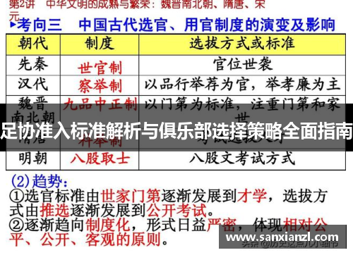 足协准入标准解析与俱乐部选择策略全面指南
